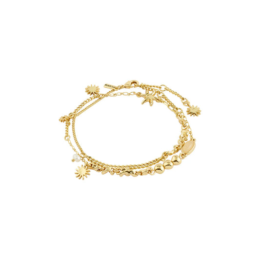 Prism Gold Plated Sun & Starfish Charm Bracelet
