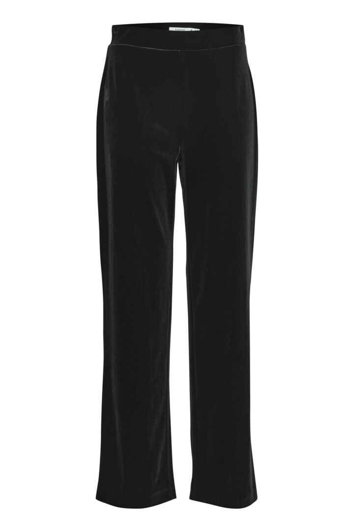 Black Perlina Wide Leg Velvet Trousers