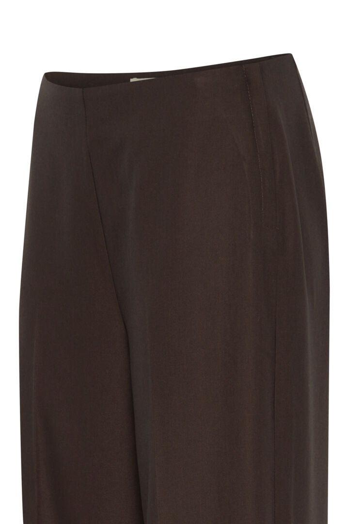 Black Abigail Wide Leg Trousers with Side Zip