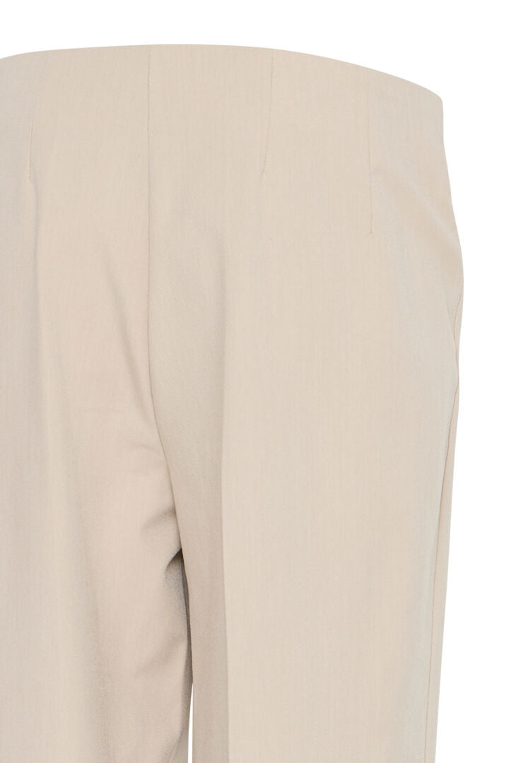 Beige Abigail Wide Leg Trousers with Side Zip