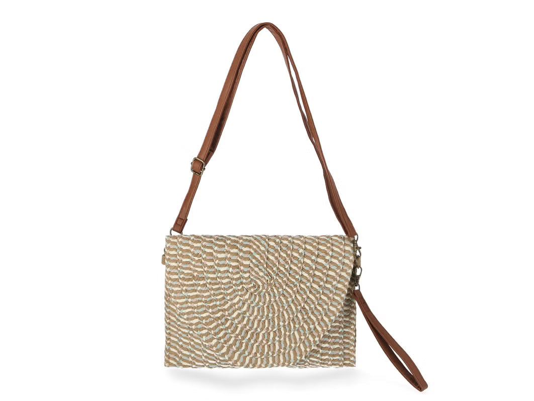 Pink & Powder Blue Natural Raffia Bag