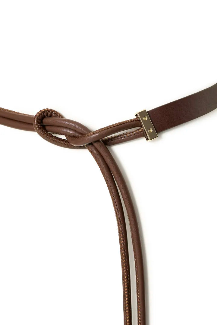 Bywetie Brown Tie Faux Leather Belt