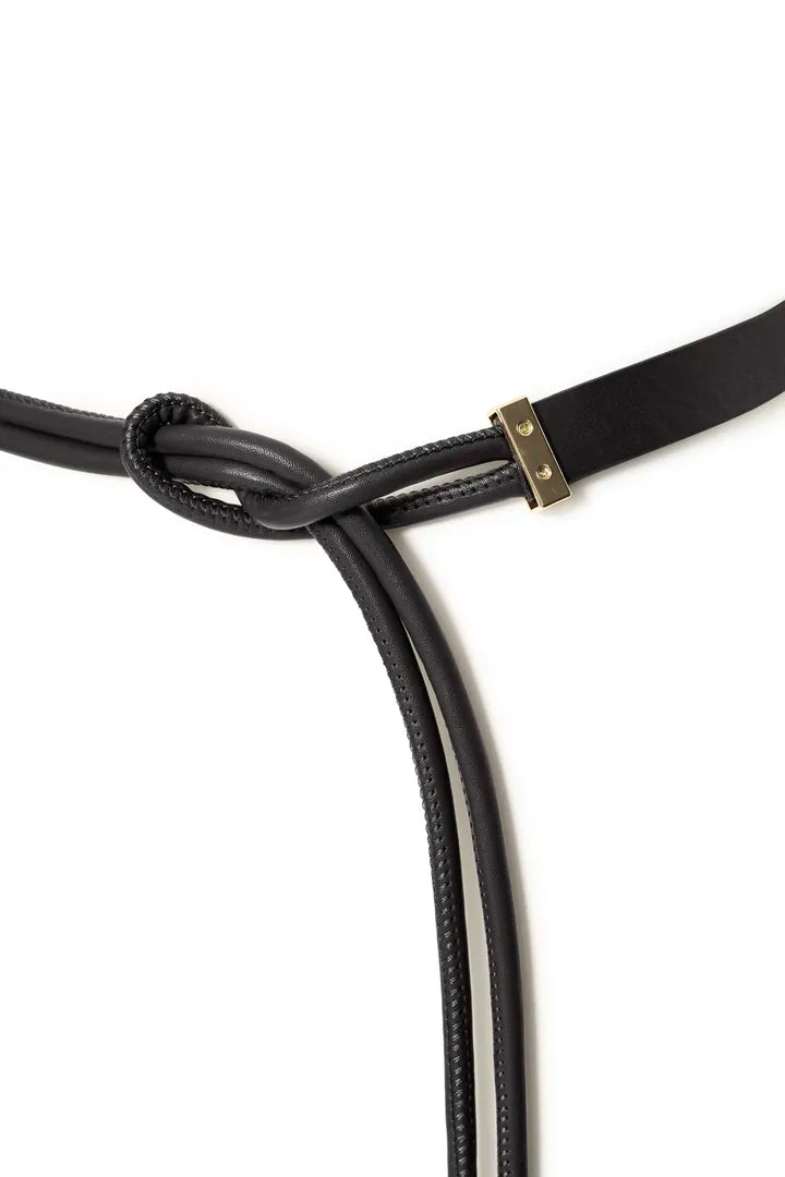 Bywetie Black Tie Faux Leather Belt