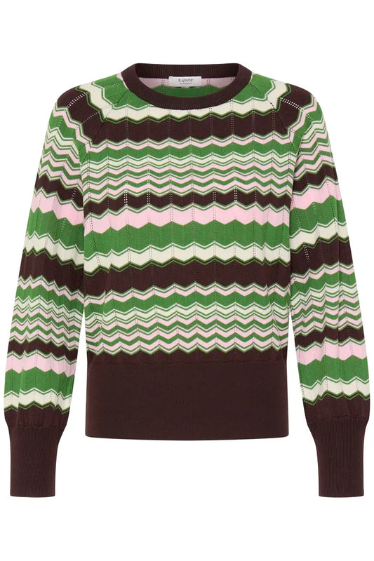 Green & Brown Zig Zag Morla Pointelle Jumper
