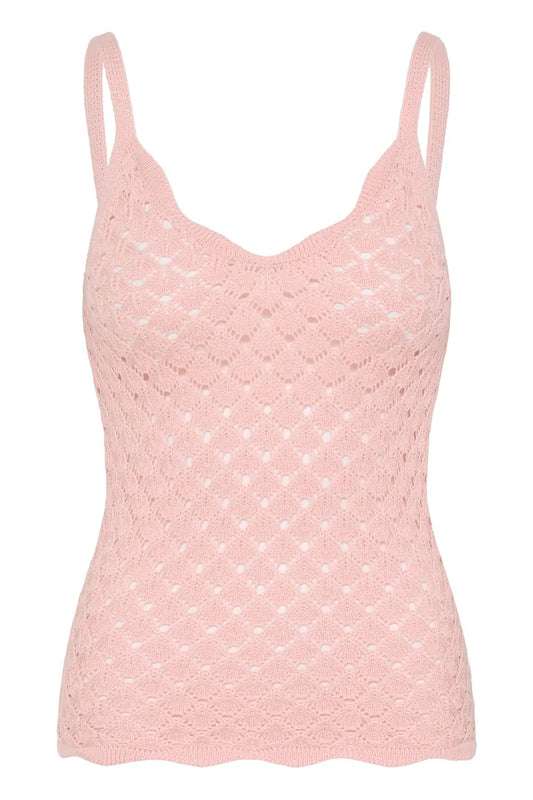 Rose Pink Froda Crochet Knit Vest Top