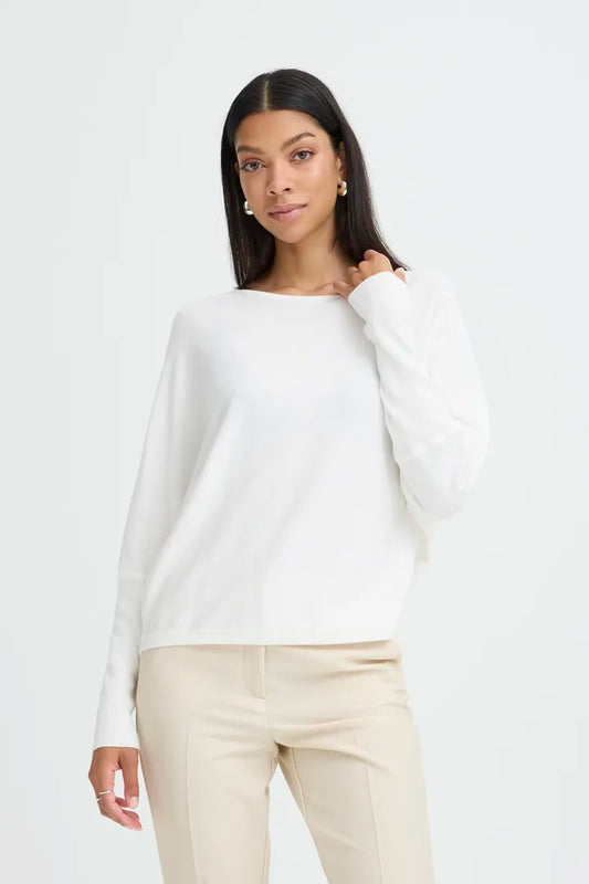 White Morla Batwing Plain Jumper