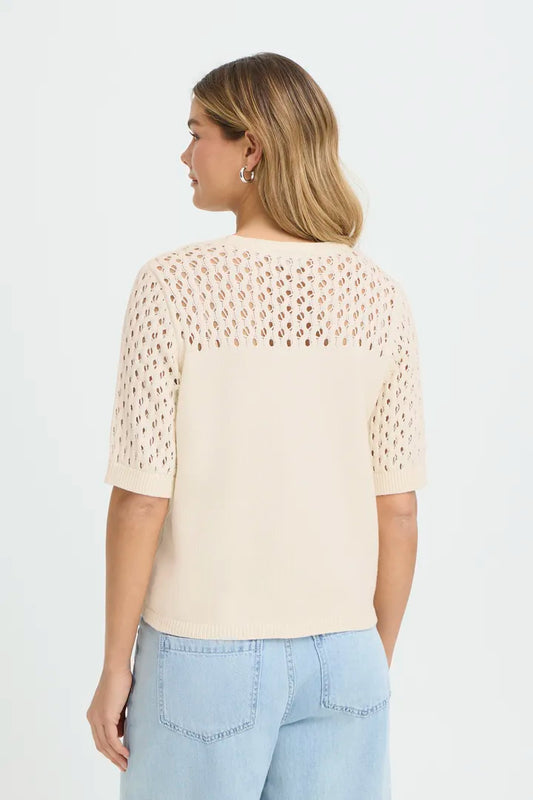 Layla Cream Crochet Knit Jumper