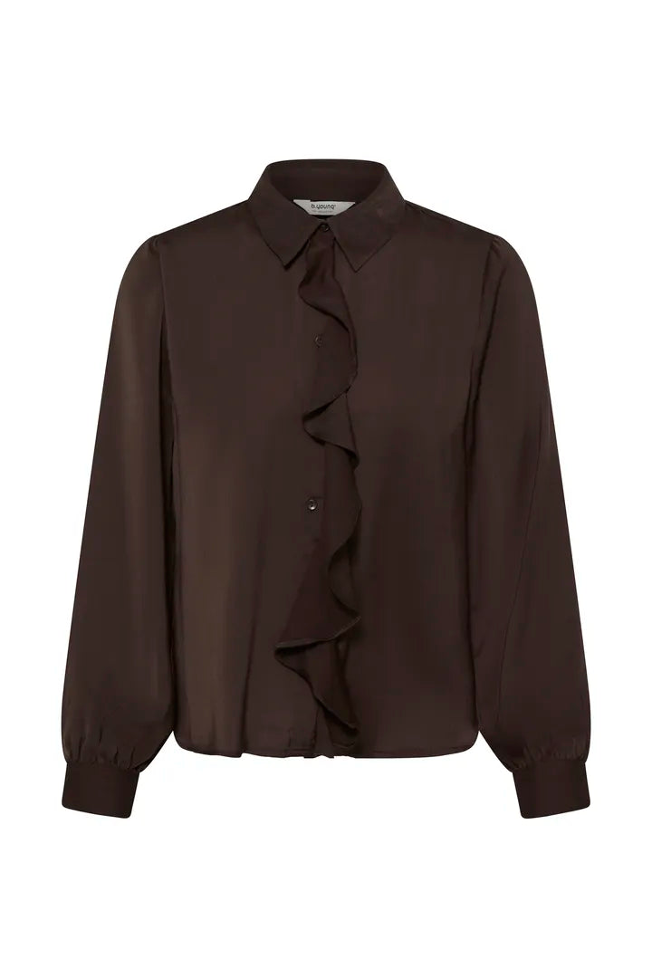 Chocolate Brown Ruffle Shirt