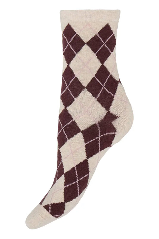 Plum & Cream Valora Argyle Socks
