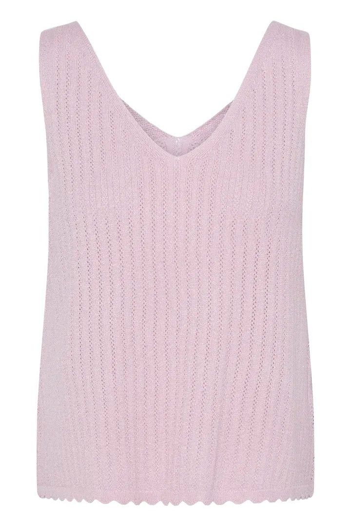 Lilac Mobbe Knitted V Neck Vest Top