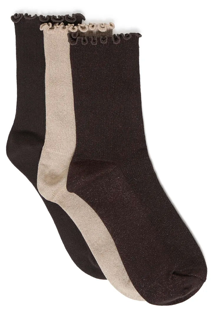 Brown & Gold Gift Box of 3 pairs of socks