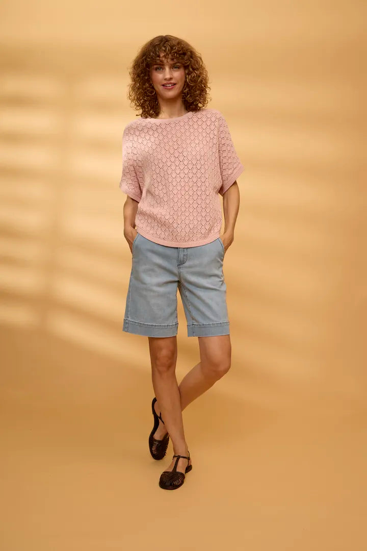 Rose Pink Sinja Crochet Knit Top