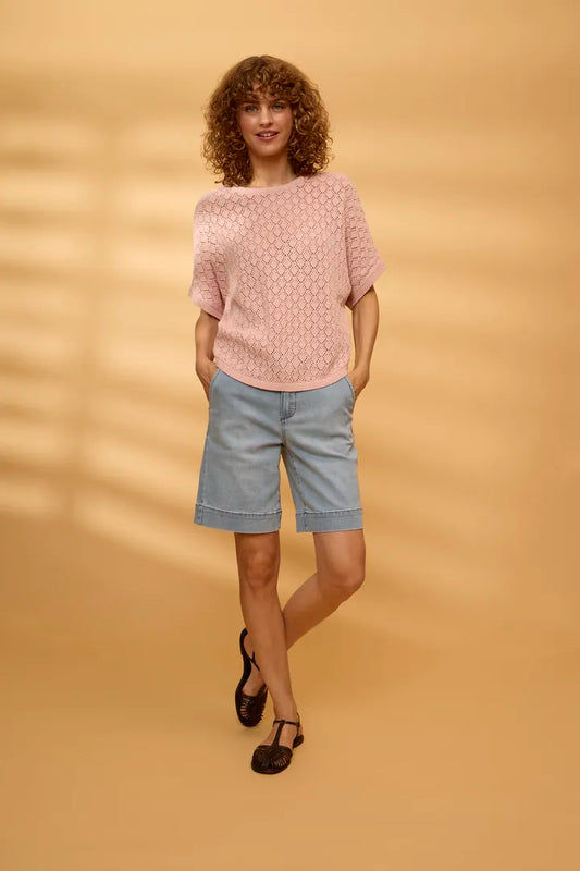 Rose Pink Sinja Crochet Knit Top