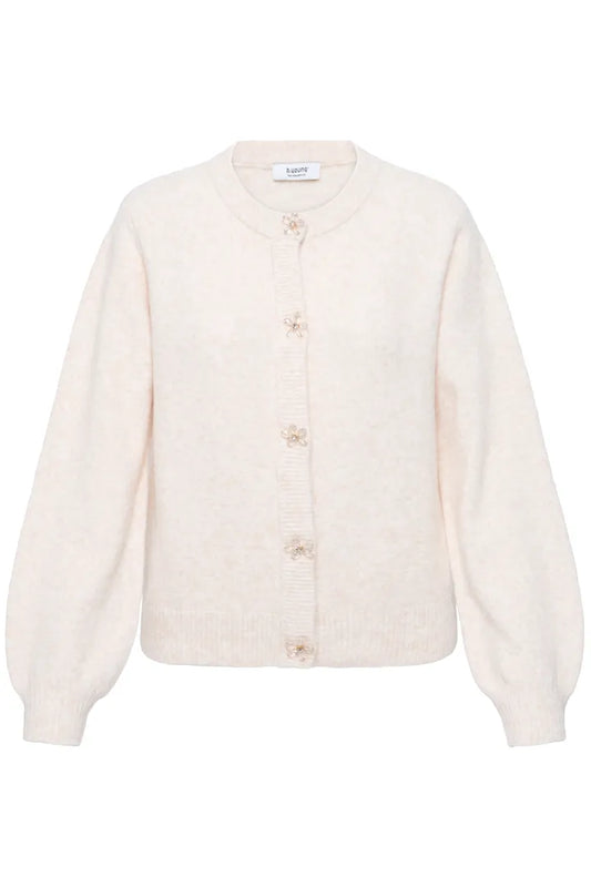 Cream Flower Button Cardi