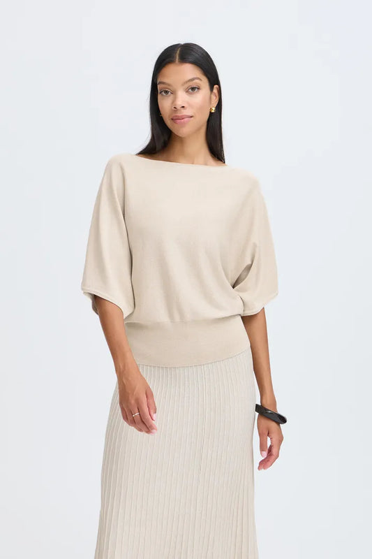 Cream Glitter Mobbe Batwing Jumper