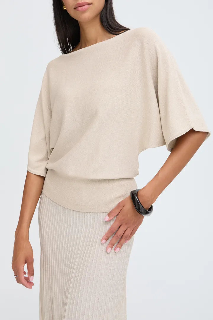Cream Glitter Mobbe Batwing Jumper
