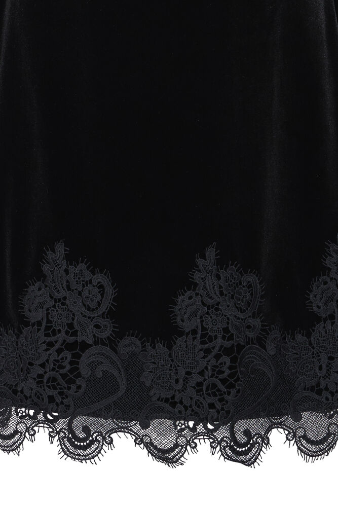 Black Perlina Lace Hem Dress