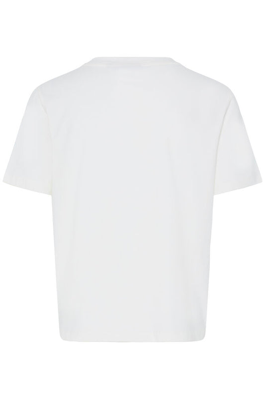 Cream Feba V Neck Cap Sleeve T-Shirt