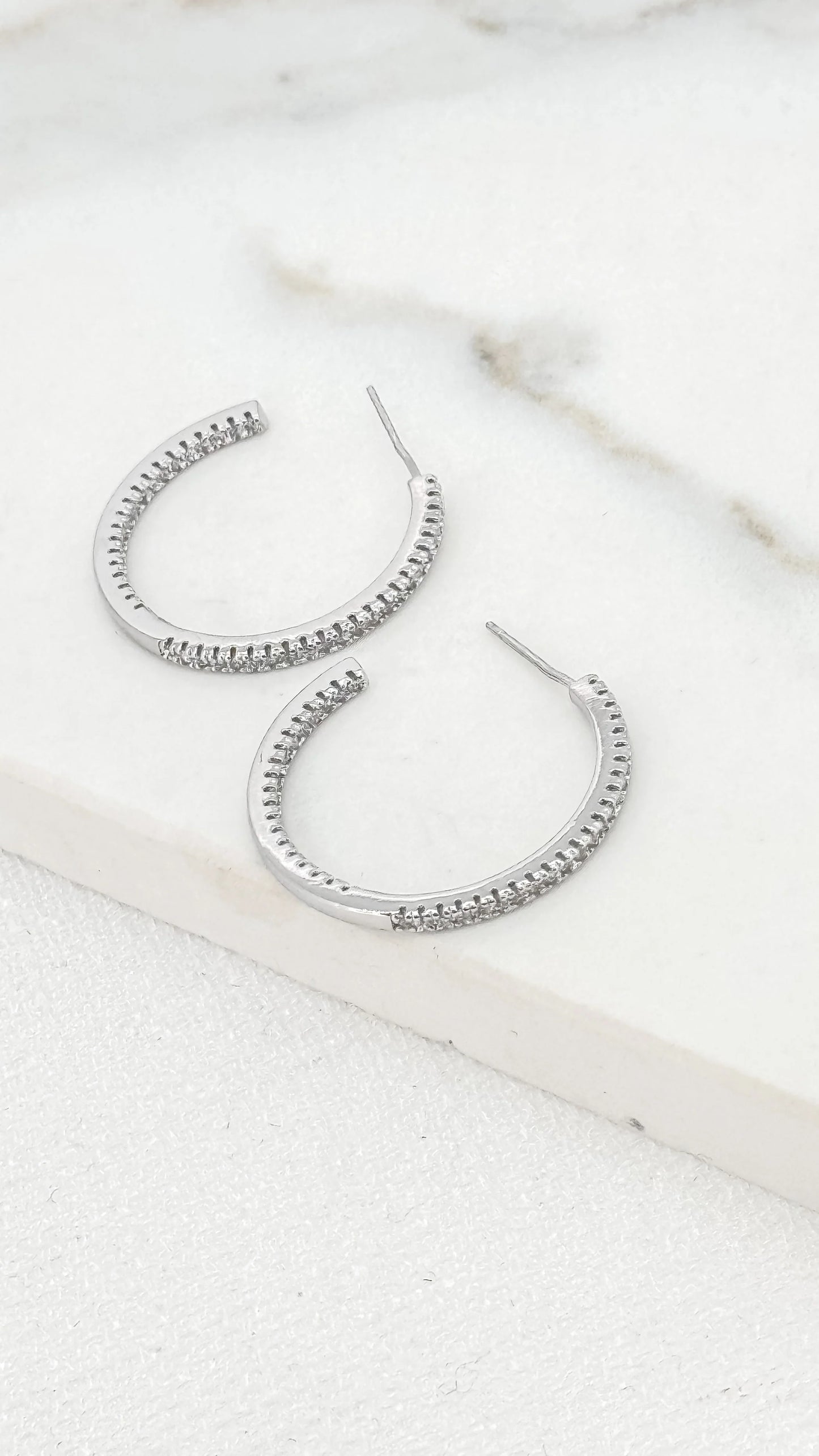 Envy Small silver diamante hoop earring