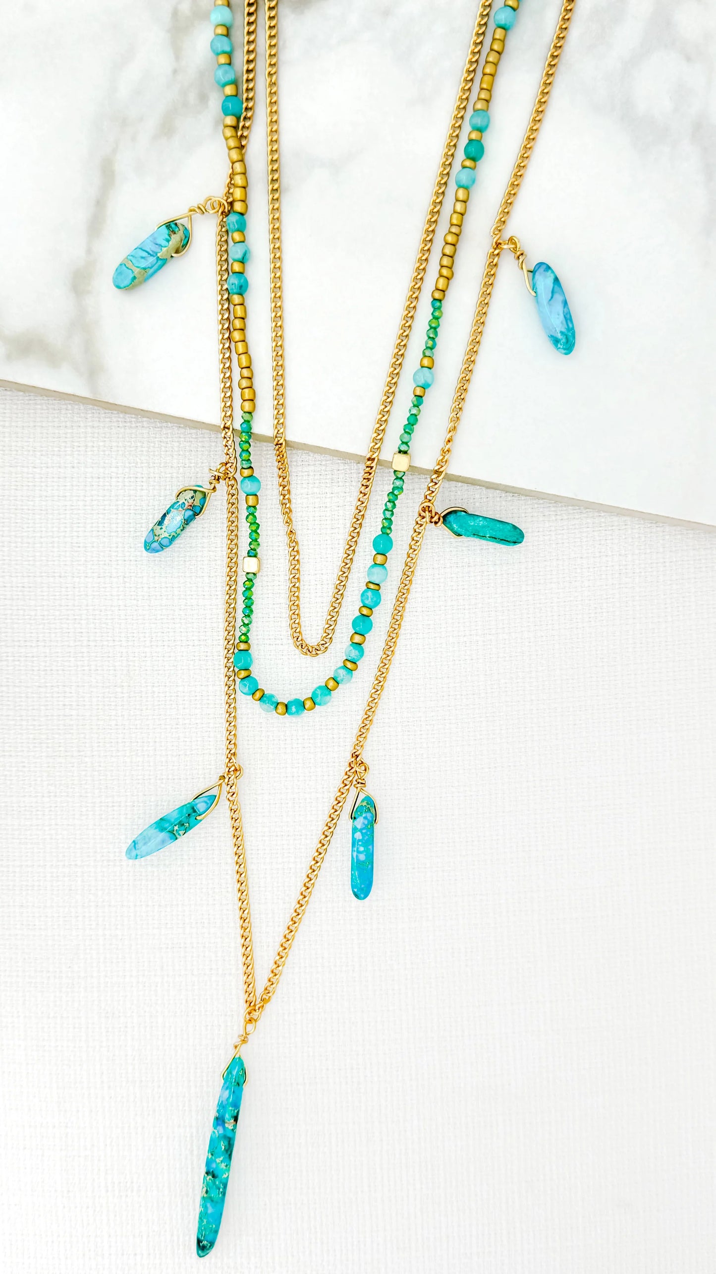 Envy Gold Necklace with Turquoise Beads
