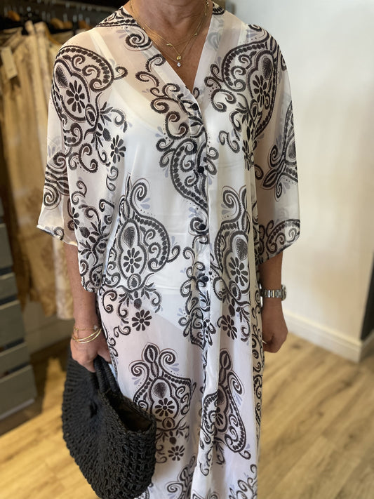 Black & White Patterned Natala Kaftan