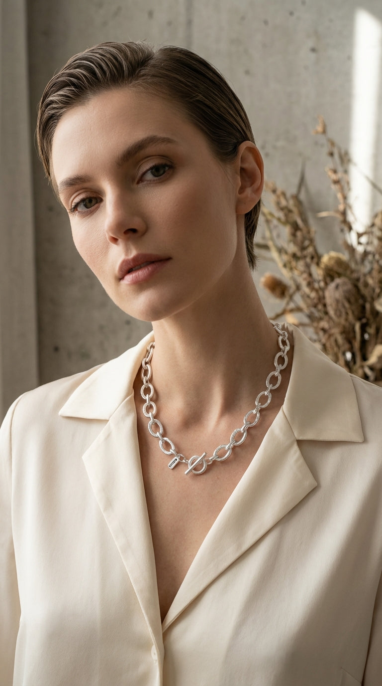 Envy Short Silver Necklace with Large Links