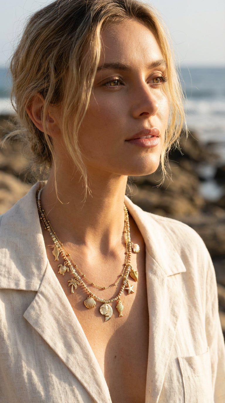 Envy Gold Coastal Charm Short Layered Necklace