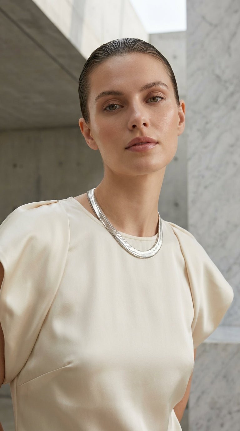 Envy Silver Short Ribbed Necklace