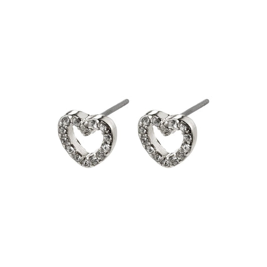 Edie Silver Plated Crystal Heart Earrings