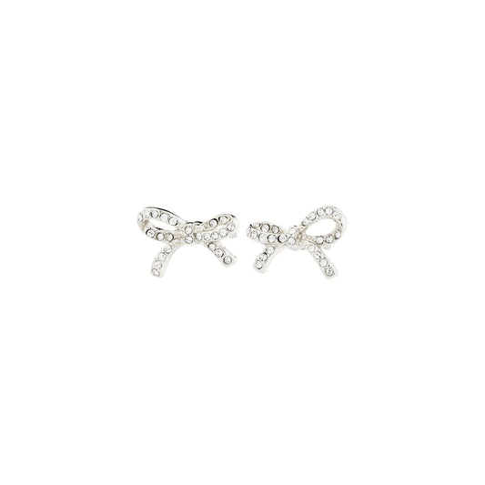 Catharina Silver Plated Diamante Bow Earrings