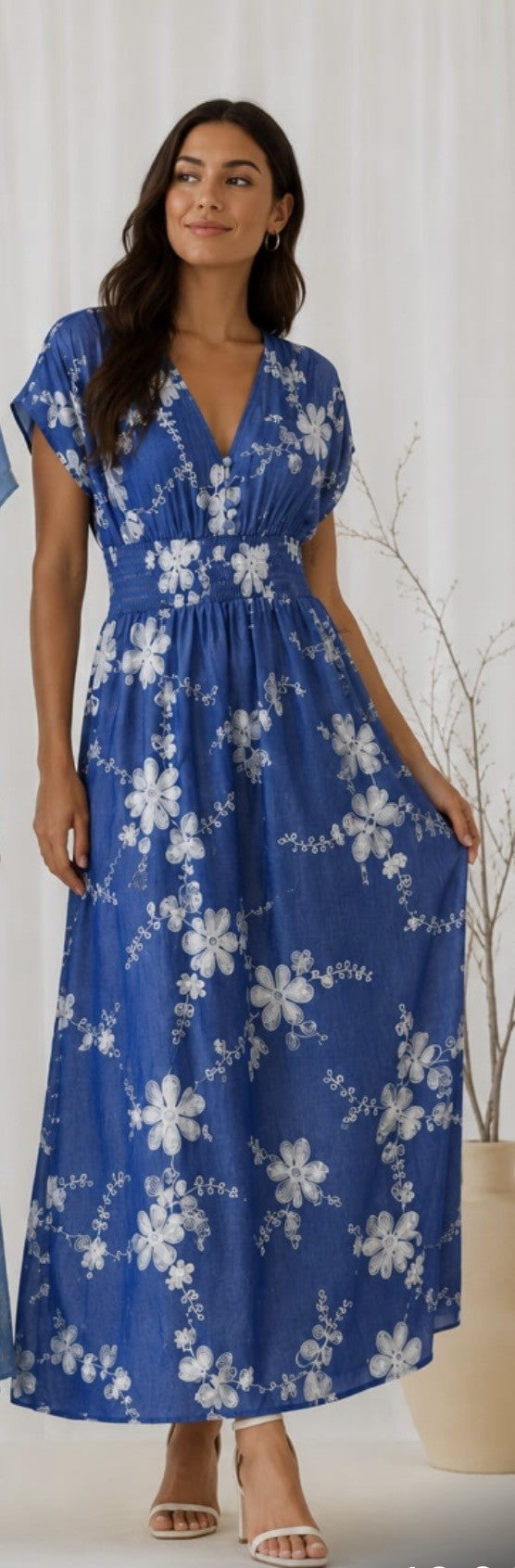 Dark Blue Floral Maxi Dress