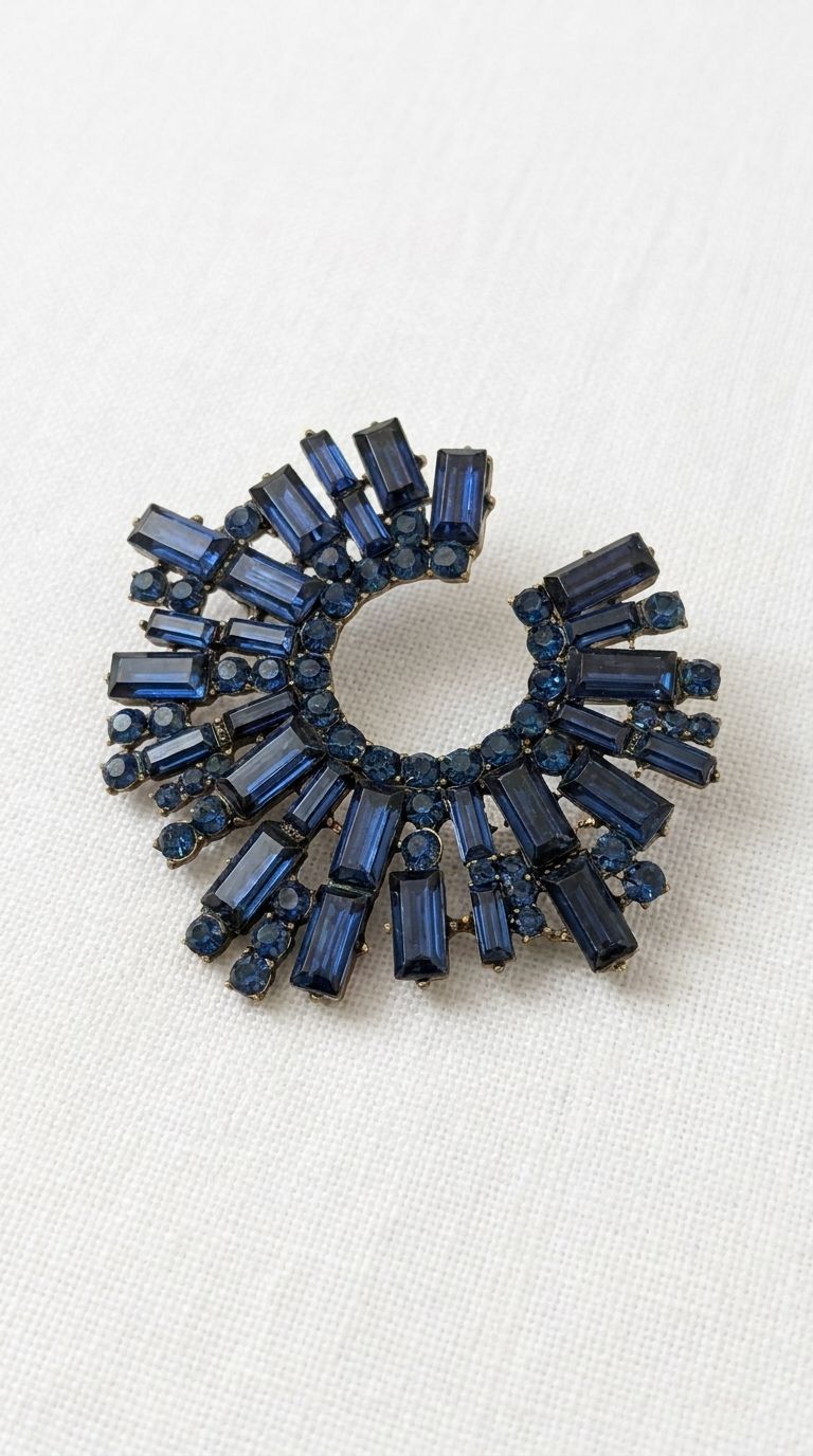 Blue Crystal Design Brooch