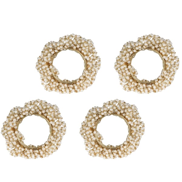 Set of 4 Pearl Beaded Napkin Rings