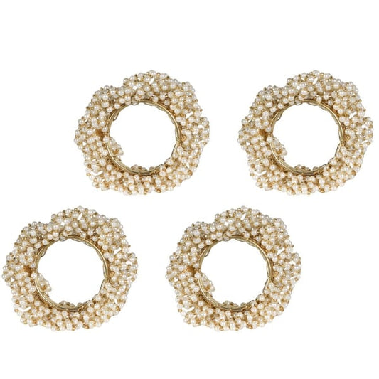 Set of 4 Pearl Beaded Napkin Rings