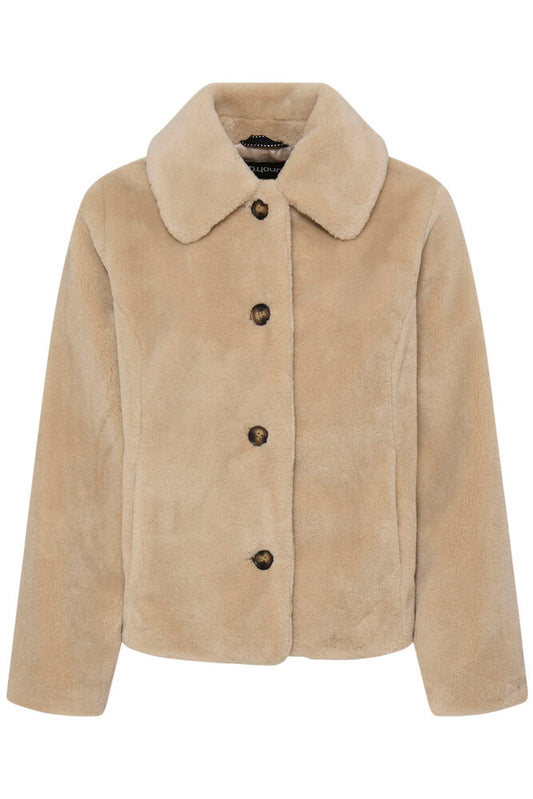 Cream Carlinno Faux Fur Jacket