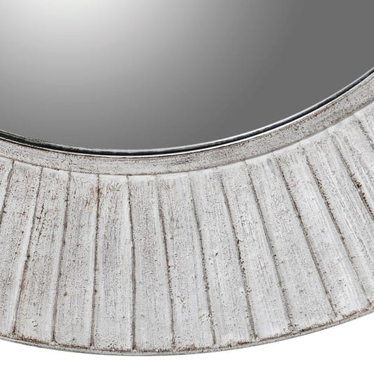 White Wash Round Wall Mirror
