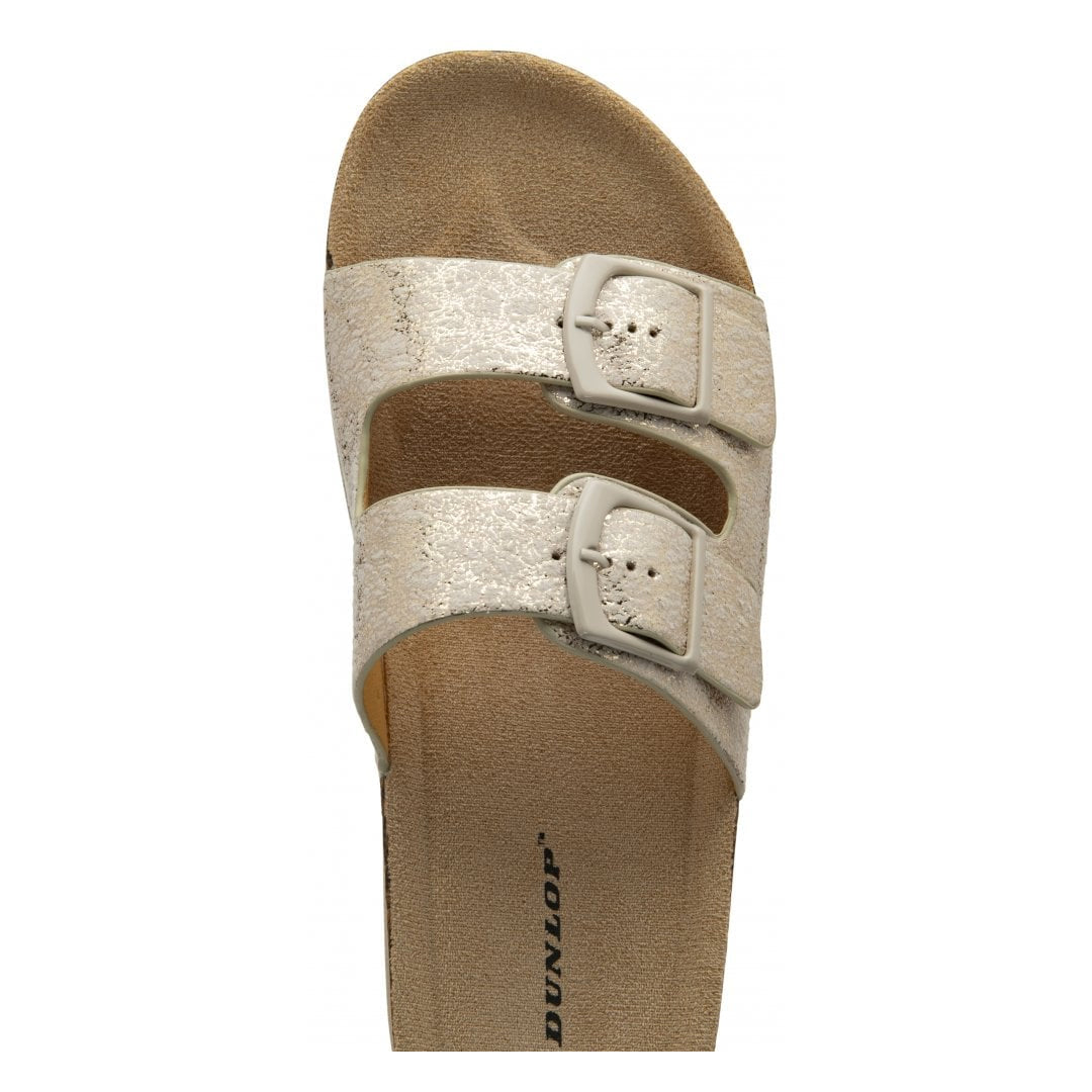 Light Gold Fern Open-Toe Mule Sandals | Dunlop