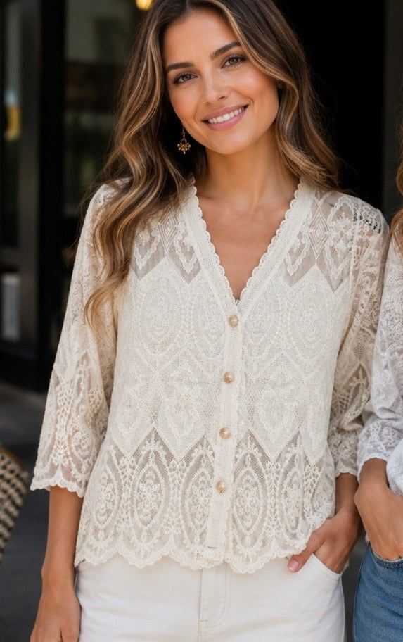 Cream Lace Blouse