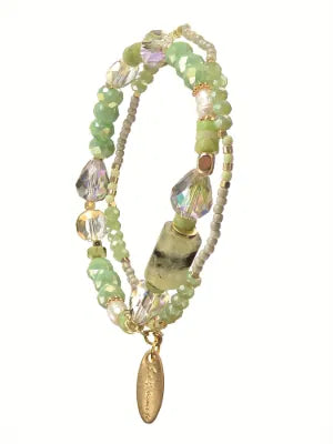 Wrap Bracelet/Necklace in Apple Green Beads