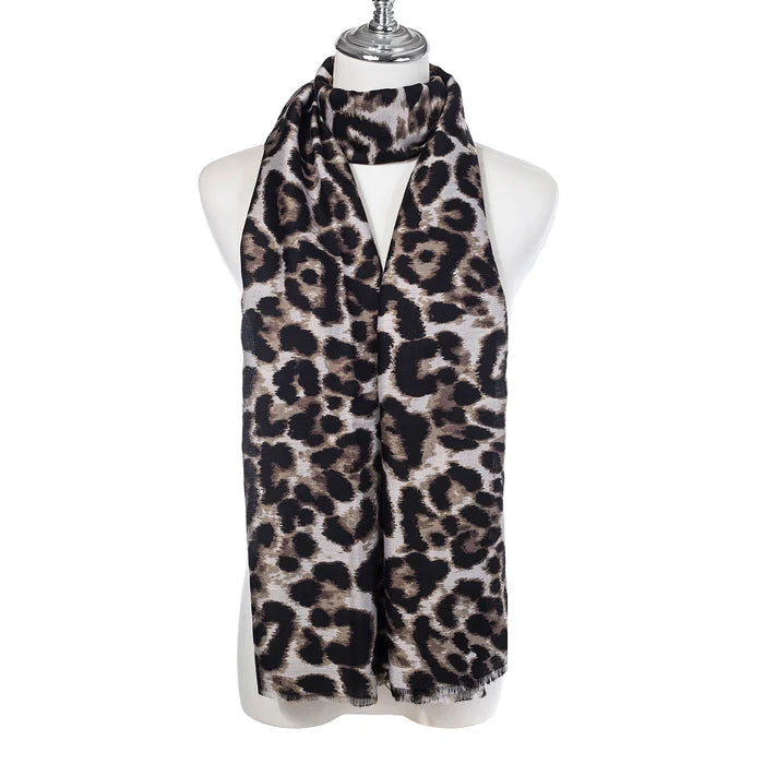 Cream Leopard Print Scarf
