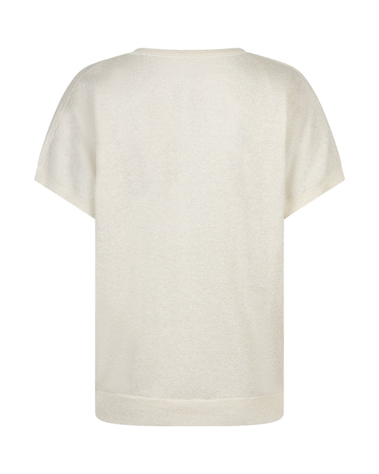 Red Button Jerry Sparkle Short Sleeved Knit Top