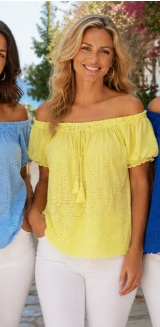 Yellow Broderie Anglaise Top