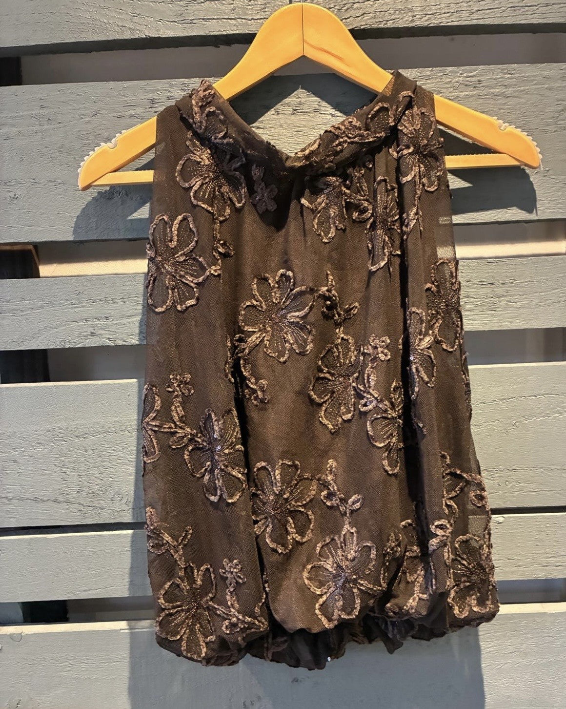 Chocolate Brown Sequin Halterneck Top