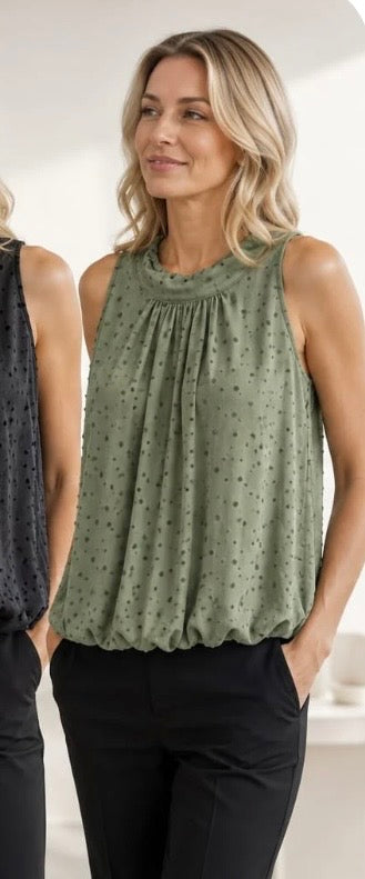 Khaki Dotty Halterneck Top
