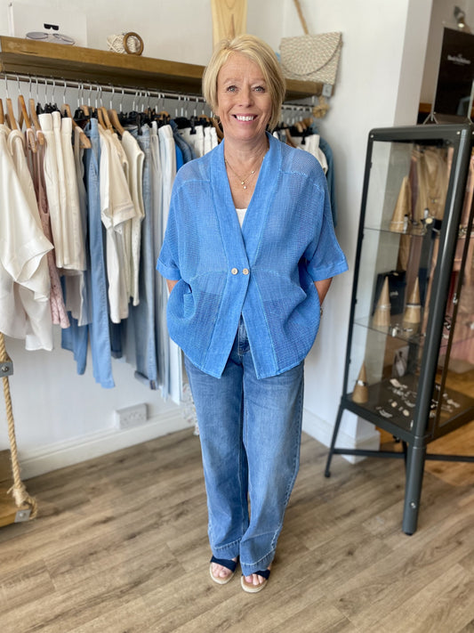 Cobalt Blue Hessian Blend Jacket