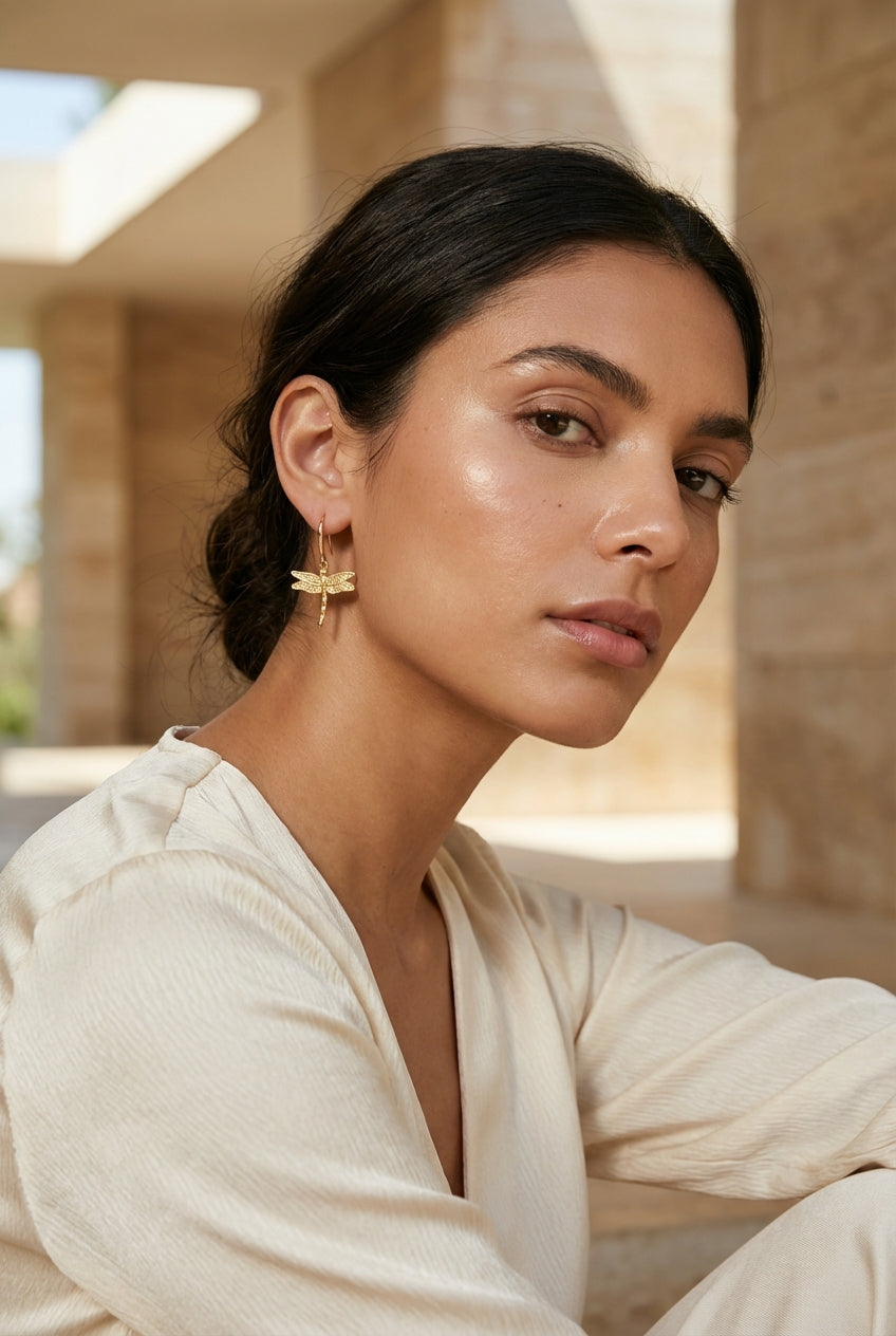Envy Gold dragonfly drop earrings