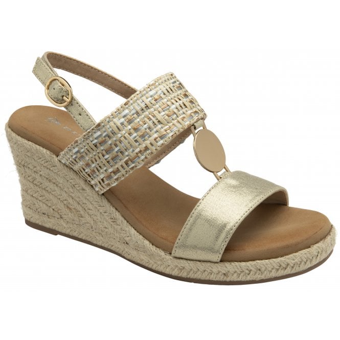 Gold Giana Open Toe Wedge Sandal