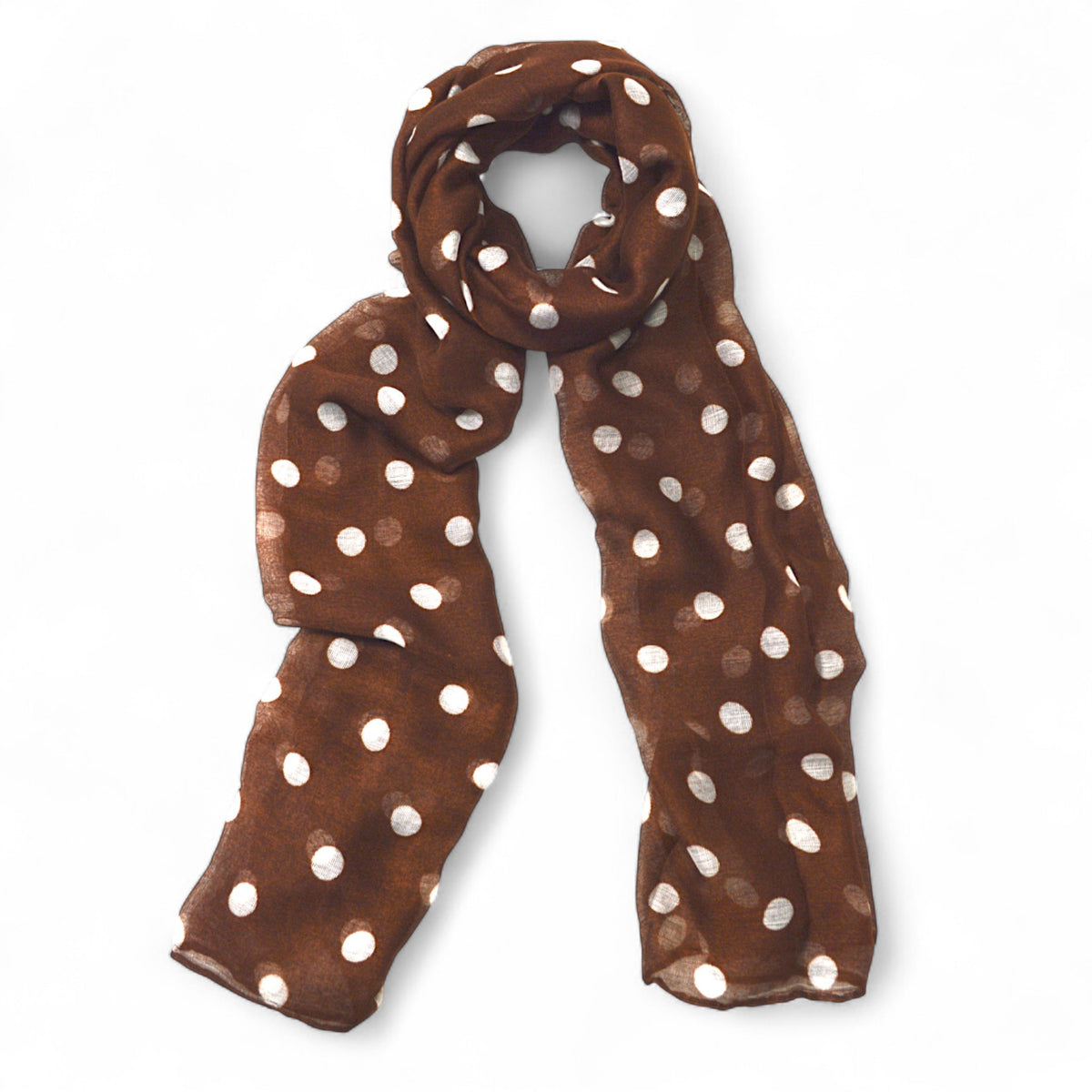 Brown & White Polka Dot Scarf