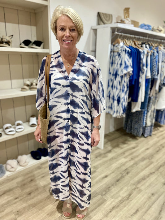 Navy Patterned Natala Kaftan
