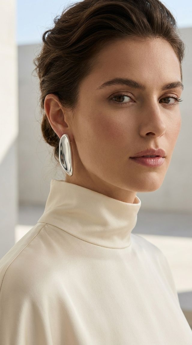 Large Statement Silver Earring